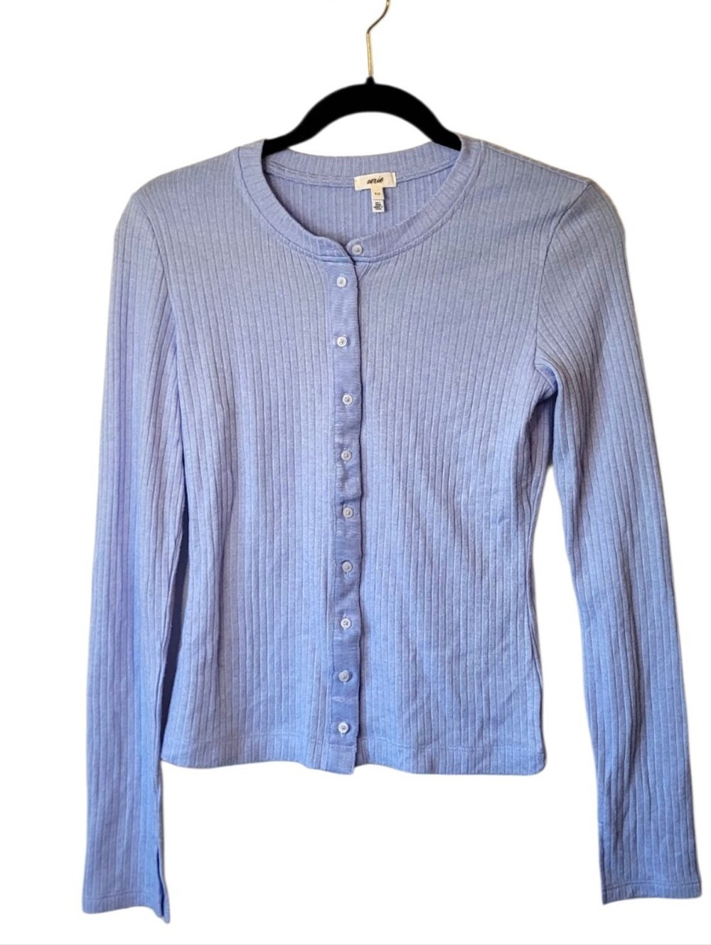 Aerie Pale Blue Ribbed Button-Up Cardigan Size S NWT